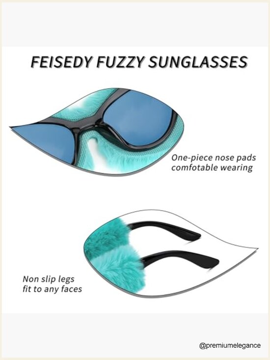 Plush Fuzzy Cat Eye Sunglasses Punk Velvet Shades Ladies Party Masquerade main image 6